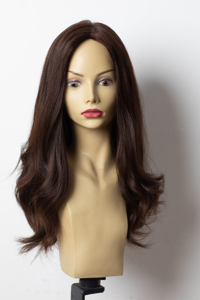 Yaffa Wigs Finest Quality Long Brown Straight Pony 100% Human Hair