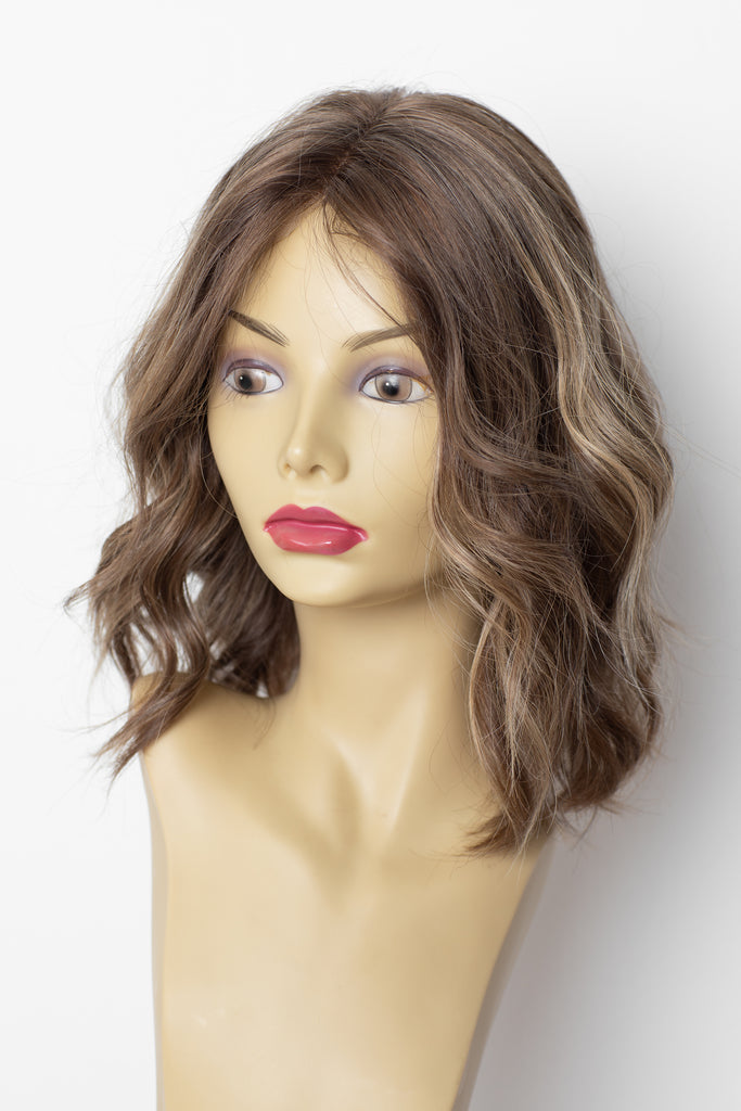 Yaffa Wigs Finest Quality Short Dark Dirty Blond W/Highlights Lace Top 100% Human  Hair
