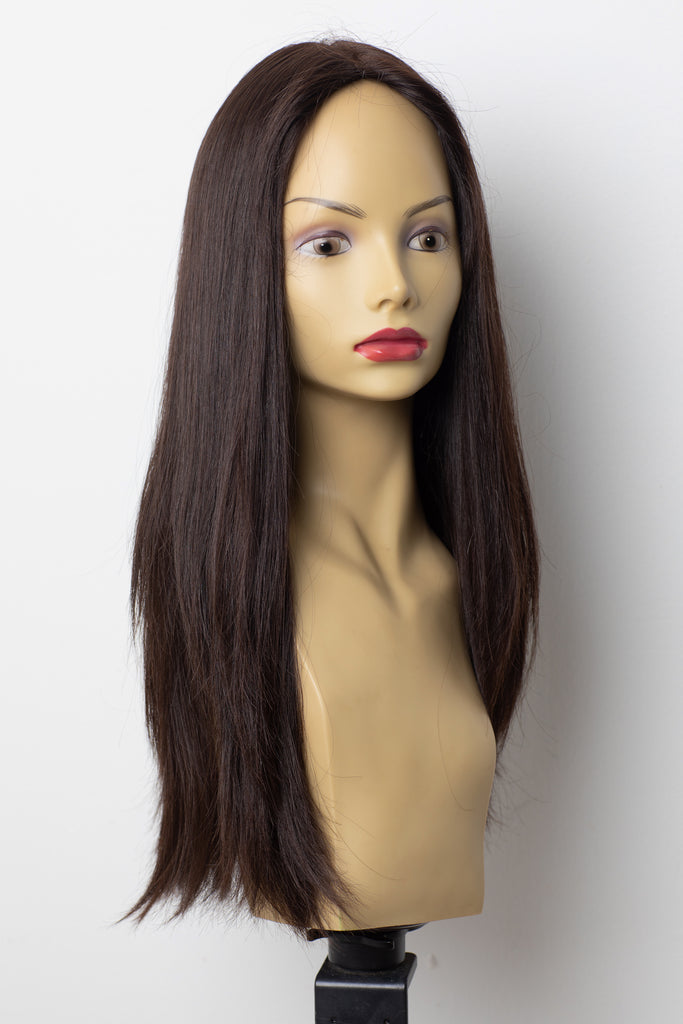 Yaffa Wigs Finest Quality Long Dark Brown Layered 100% Virgin Human European Hair