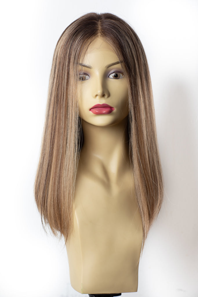 Yaffa Wigs Finest Quality Medium Ashy Brown W/Highlights Lace Top 100% Human Hair