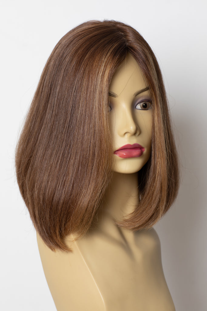 Yaffa Wigs Finest Quality Warm Brown W/Highlights Straight 100%Virgin Human European Hair