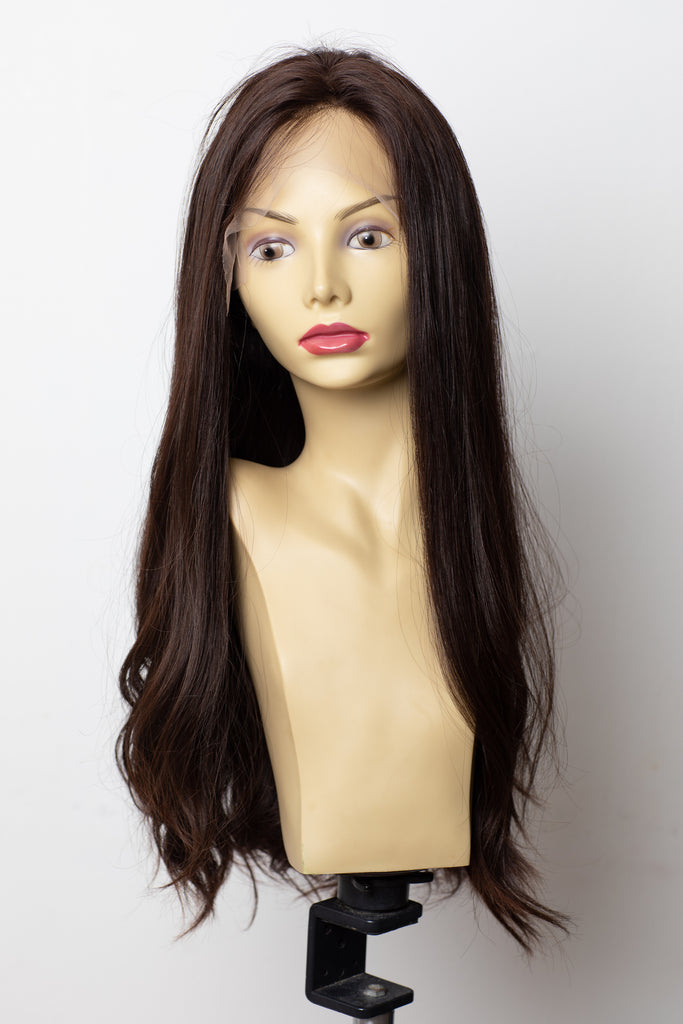 Yaffa Wigs Finest Quality Long Brown Lace Top 100% Human Hair