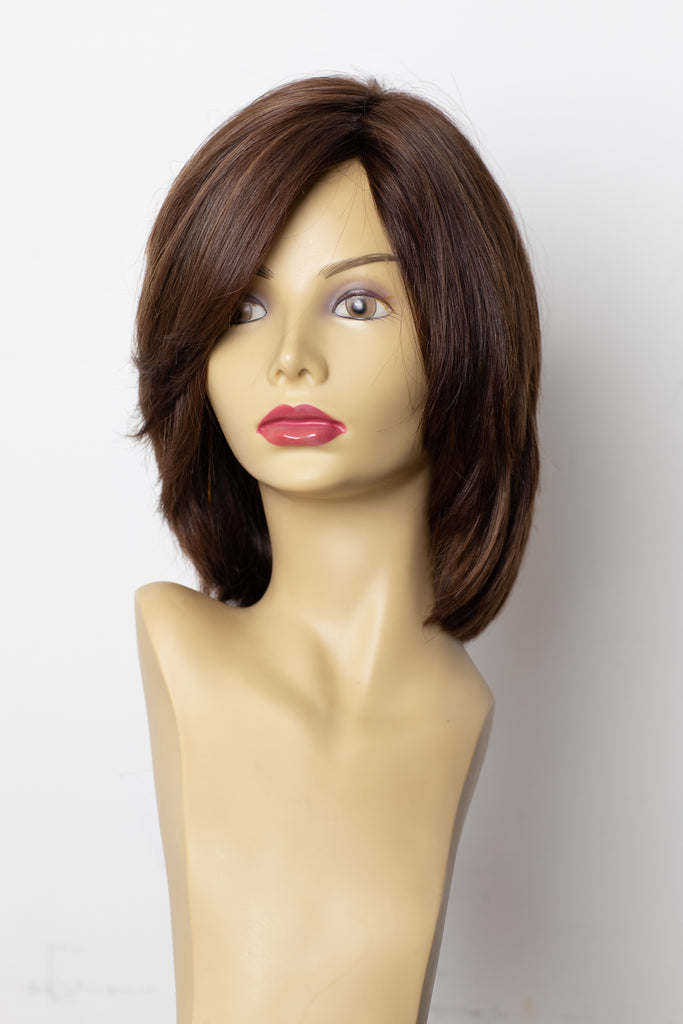 Yaffa Wigs Finest Quality Brown With Highlights  100% Virgin Human European Hair