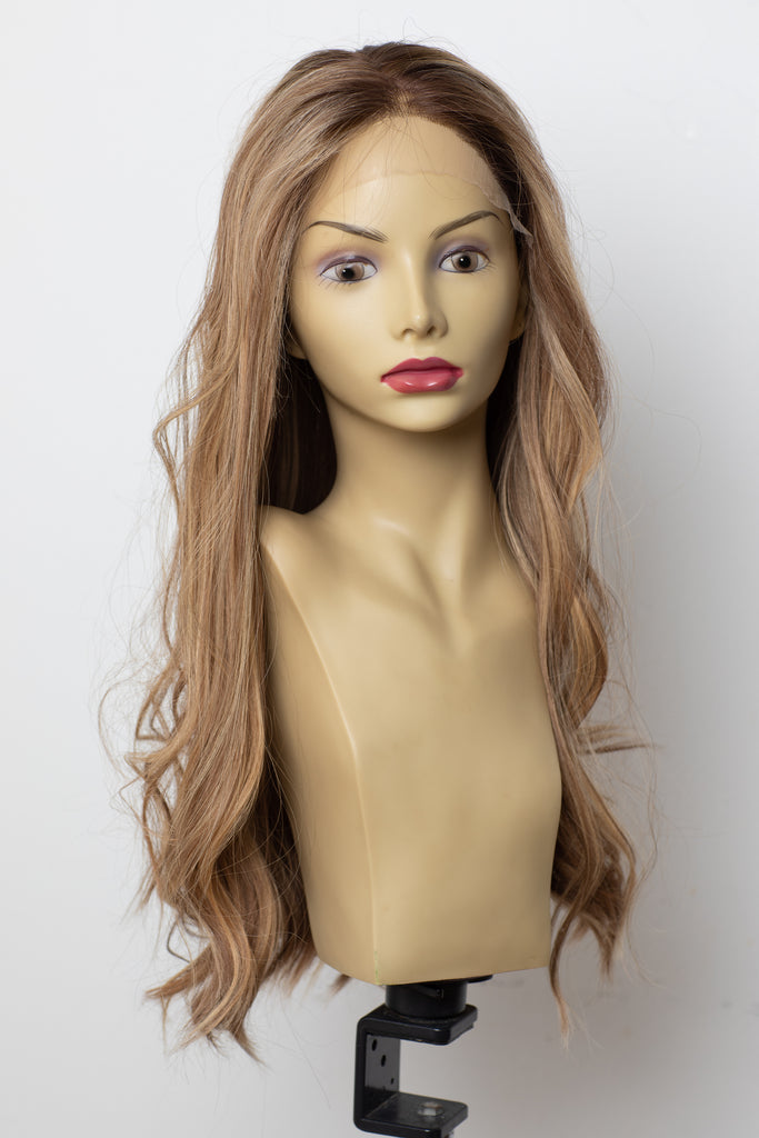 Yaffa Wigs Finest Quality Medium Brown W/highlights  Lace Top 100% Human Hair