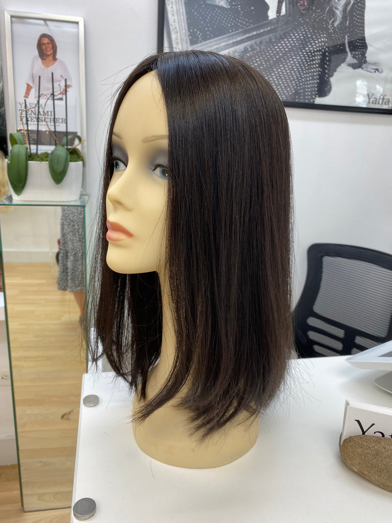Yaffa Wigs Finest Quality Dark Brown Topper 100% Virgin European Human Hair