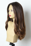 Yaffa Wigs Finest Quality Brown W/ Highlights Long  100% Human Hair