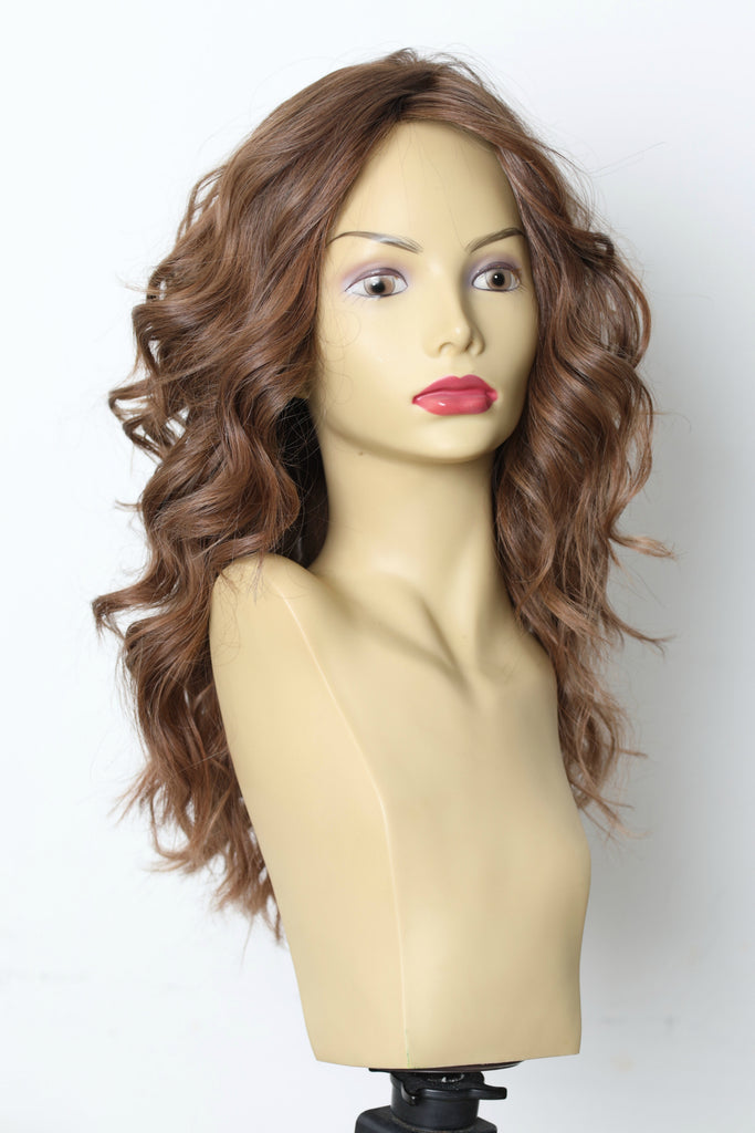 Yaffa Wigs Finest Quality Long  Brown Wavy W/ Soft Highlights Tiffany Couture 100% Human Hair