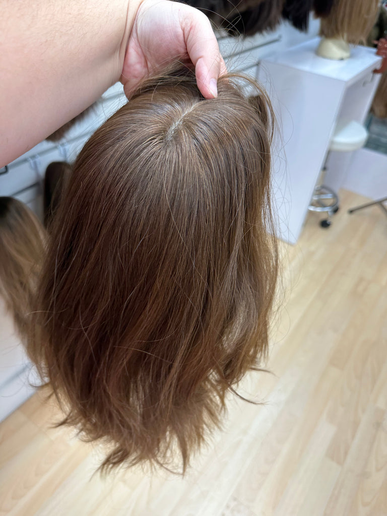 Yaffa Wigs Finest Quality Light Warm Brown Topper 100% Virgin European Human Hair