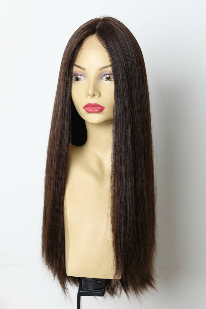 Yaffa Wigs Finest Quality Lace Front Dark Brown Long 100% Human Hair