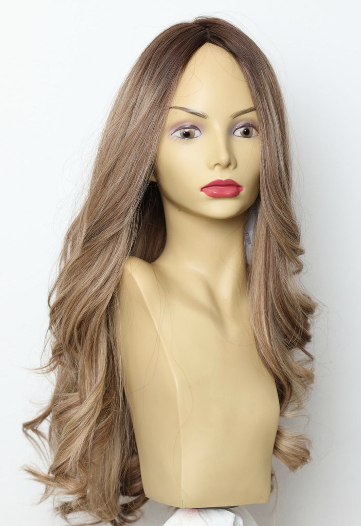 Yaffa Wigs Finest Quality Long  Brown W/Highlights Tiffany Couture 100% Human Hair
