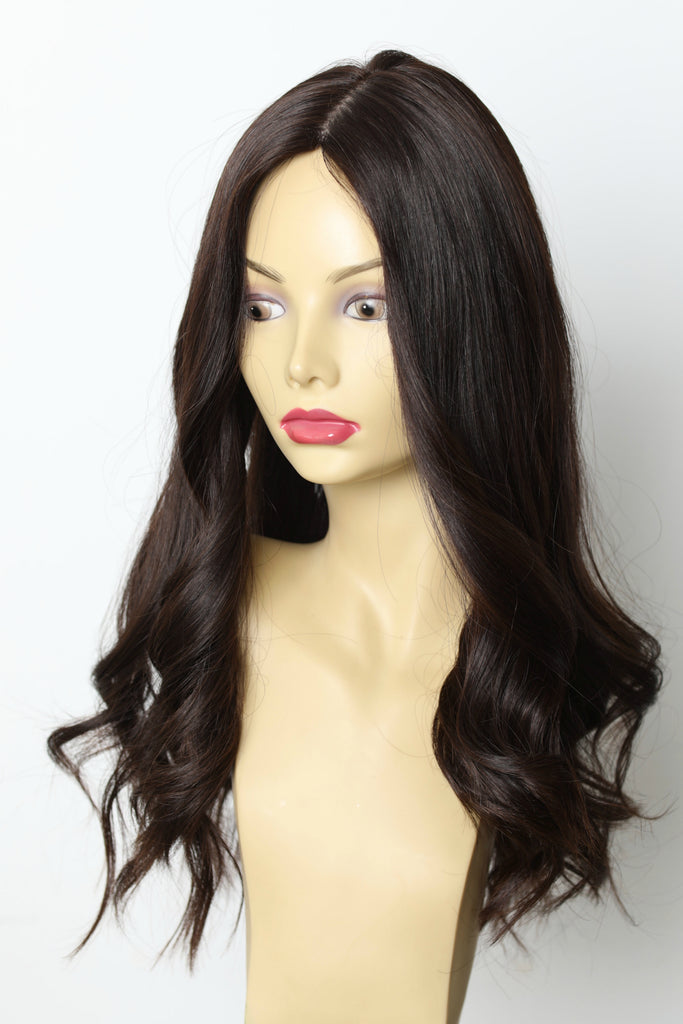 Yaffa Wigs Finest Quality Long Dark Brown Straight 100% Human Hair